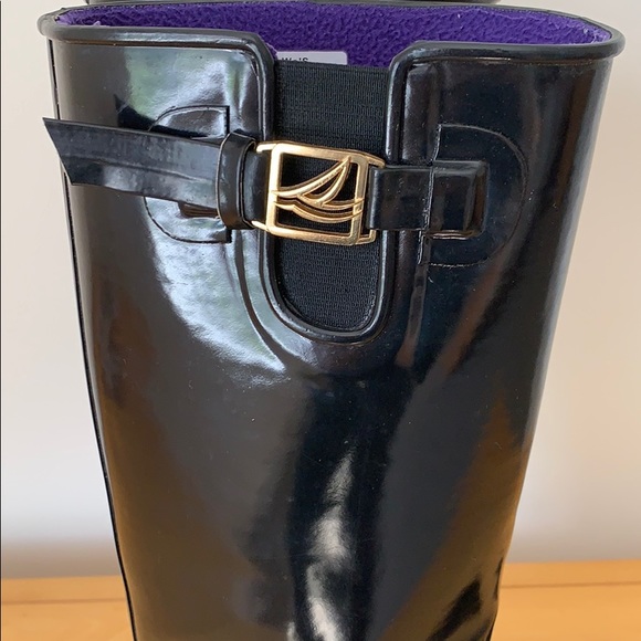 Sperry Top-Sider Tall Black Rain Boots Size 9 - Picture 2 of 13